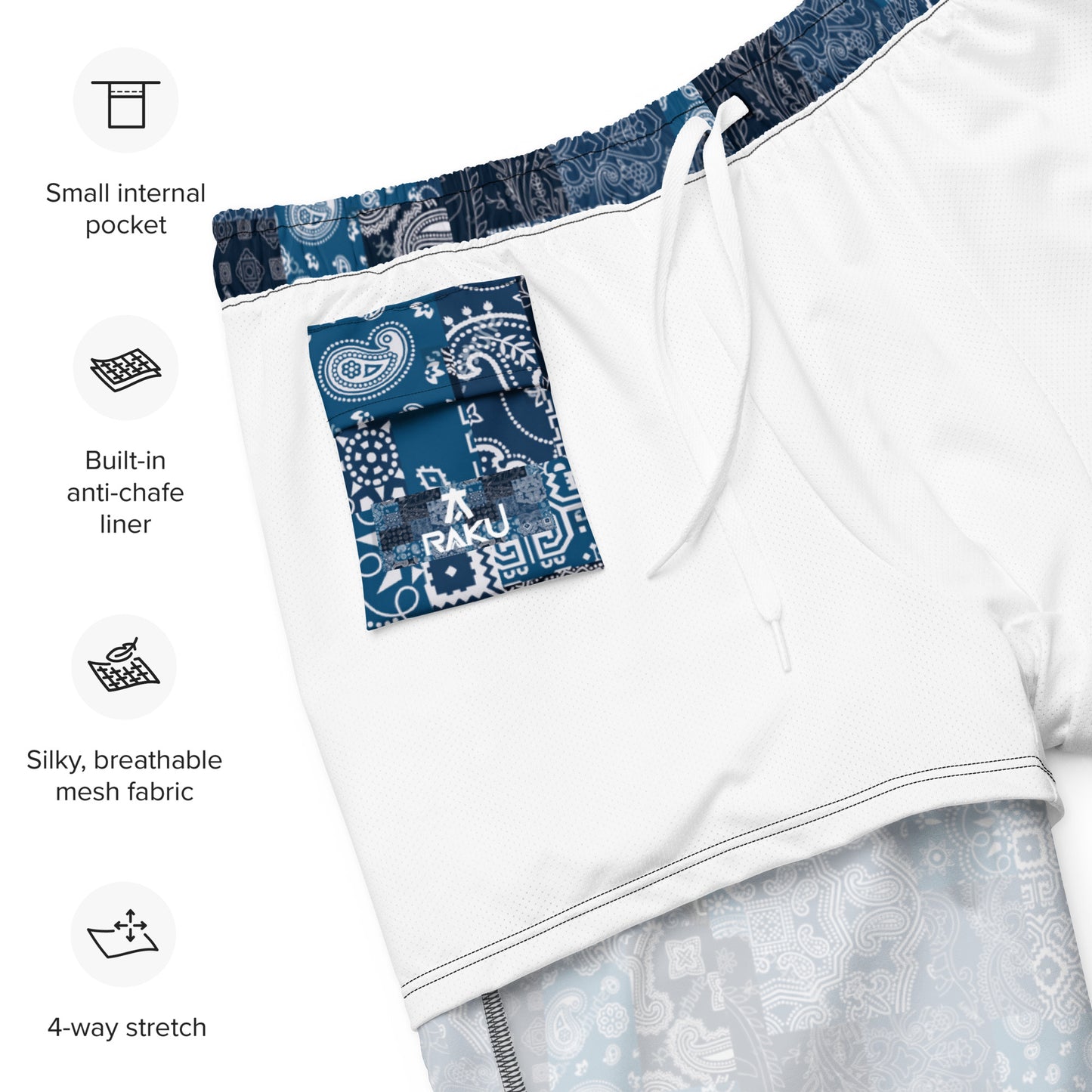 MEN BLUE BANDANA SWIM SHORTS