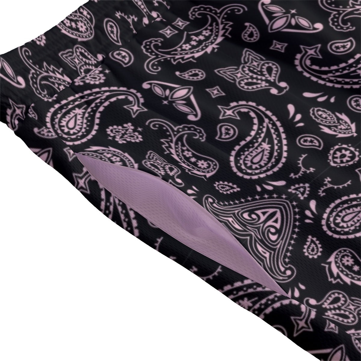 MEN BLACK AND PINK BANDANA SHORTS